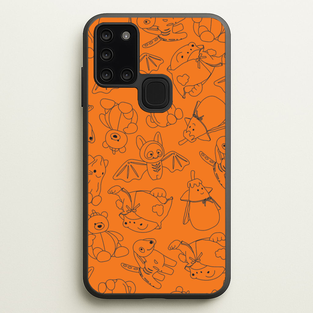 Halloween Plushies Pattern I - Halloween Galaxy A21s Case