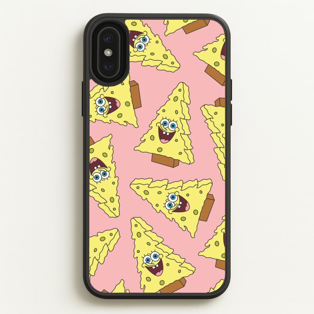 Christmas Tree Cartoon Sponge Pattern iPhone XS Max Case