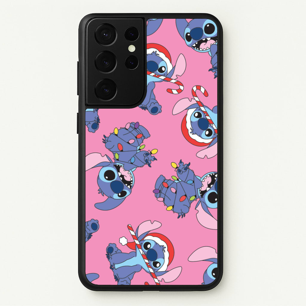 Christmas Cute Blue Alien Pattern Galaxy S21 Ultra Case