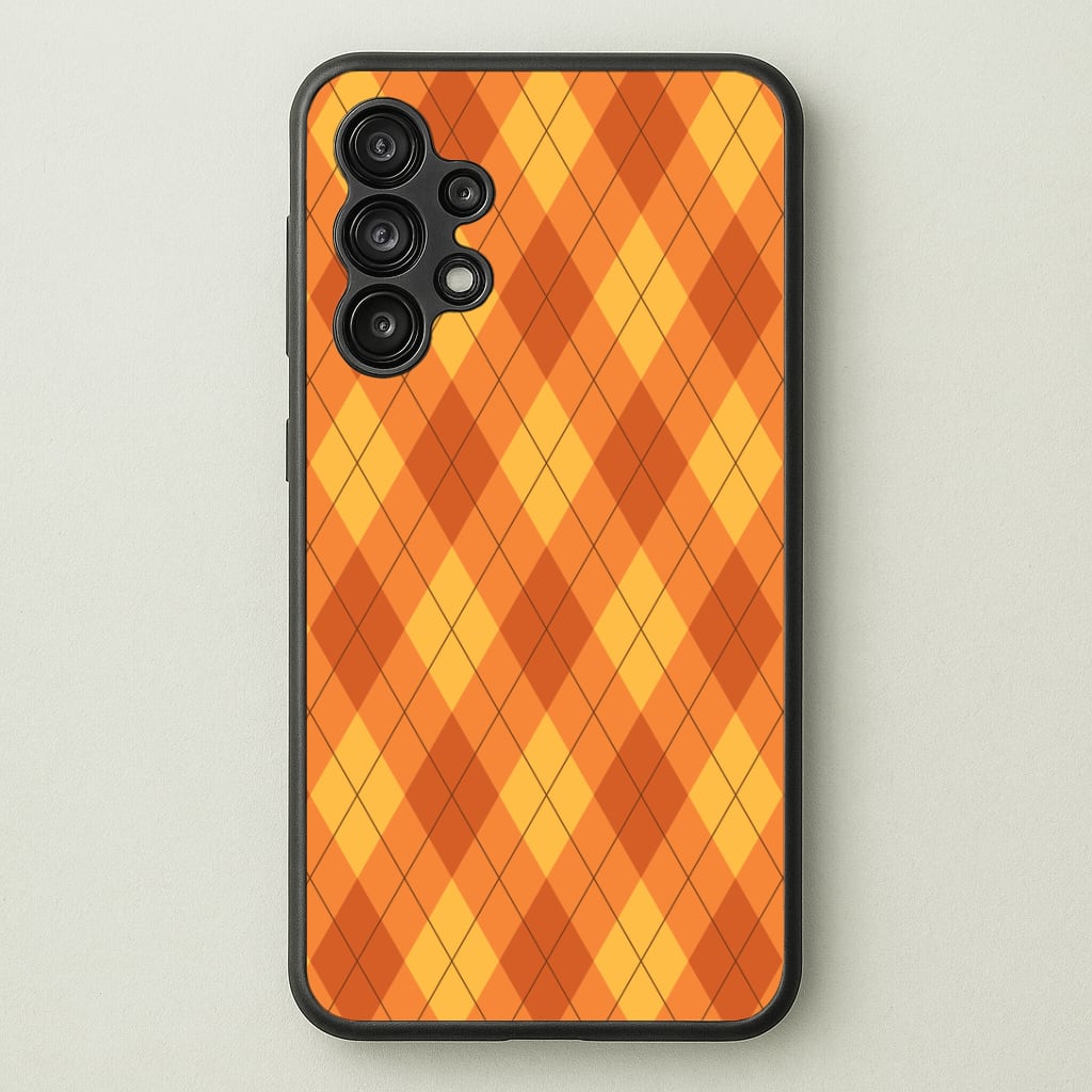 Orange Argyle Pattern Galaxy A13 Case