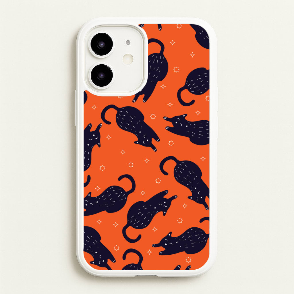 Black Cats And Stars Pattern iPhone 12 / 12 Pro Case