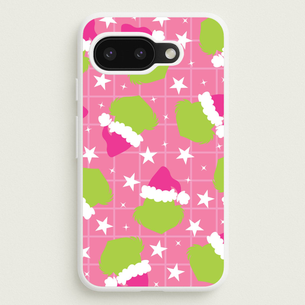 Pink Green Creature Xmas Pattern Google Pixel 9a Case