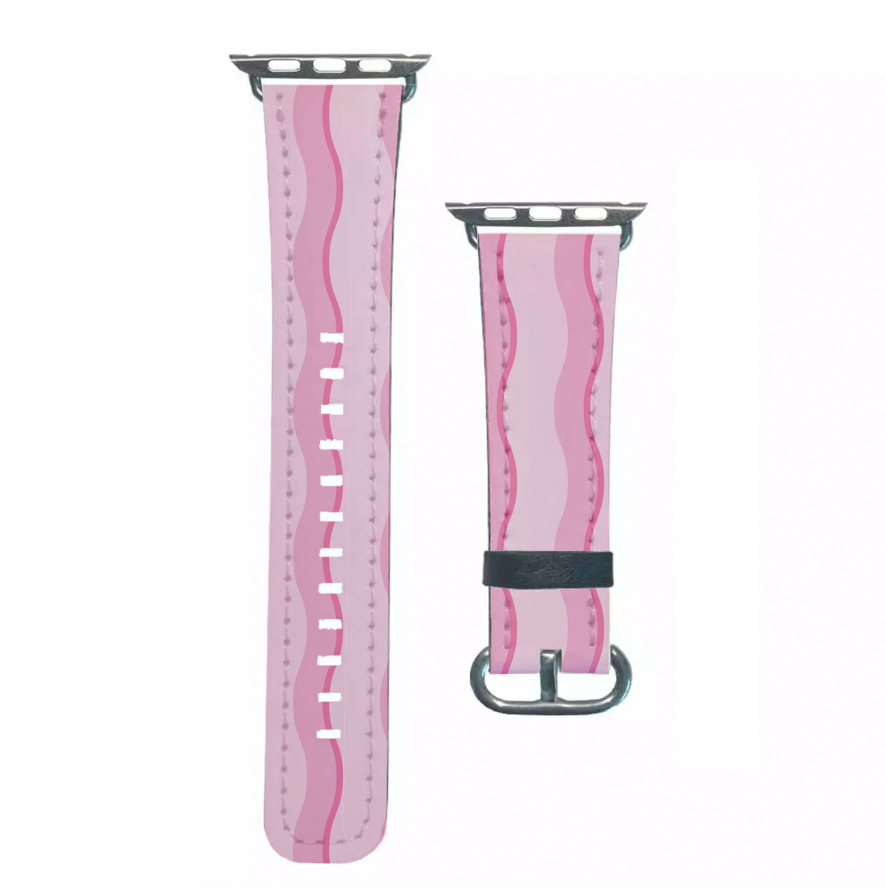 Pink Wavy Stripes Pattern Apple Watch Strap