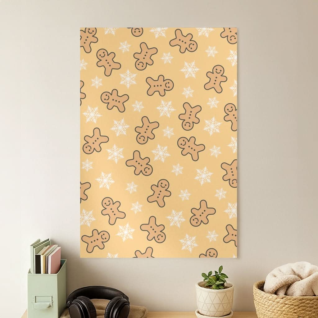 Cute Gingerbread And Snowflakes Pattern Poster