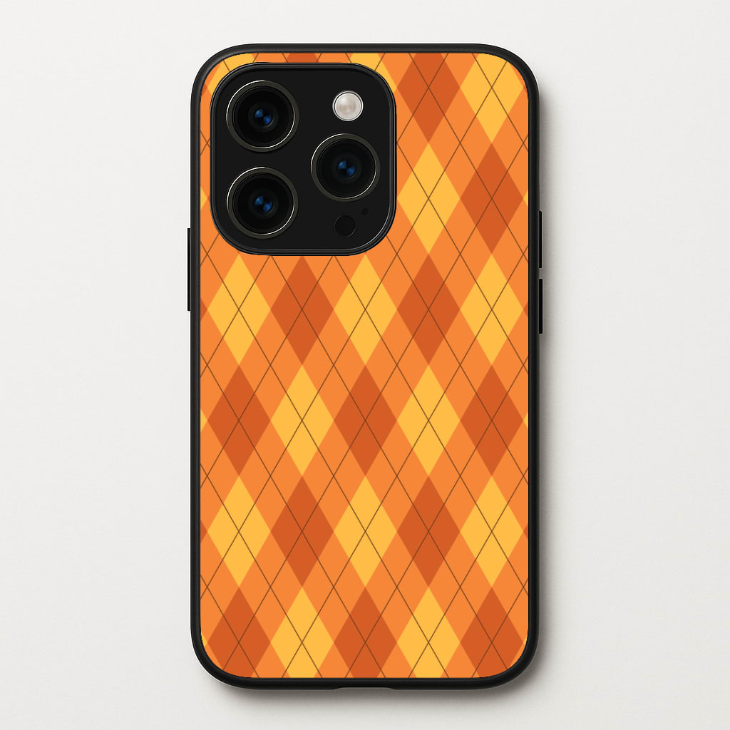 Orange Argyle Pattern iPhone 14 Pro Case
