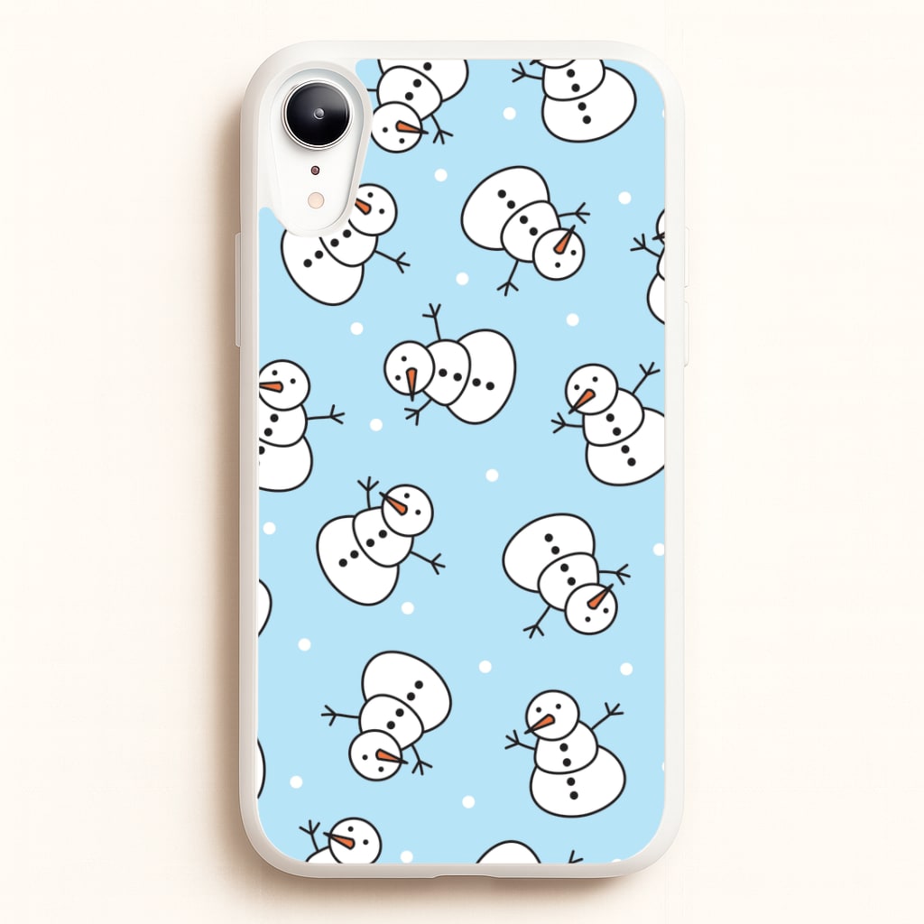 Cartoon Snowmen Pattern iPhone XR Case