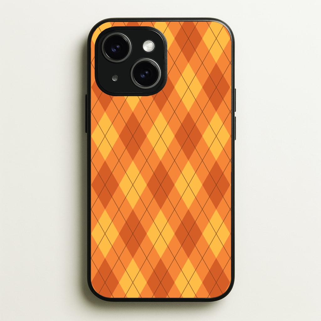 Orange Argyle Pattern iPhone 14 Plus Case