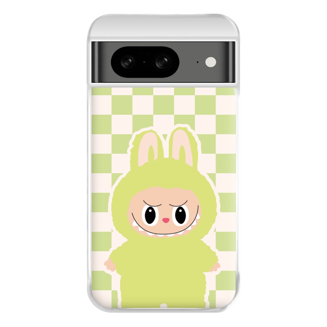 Checkered Cute Green Monster Google Pixel 8 Case
