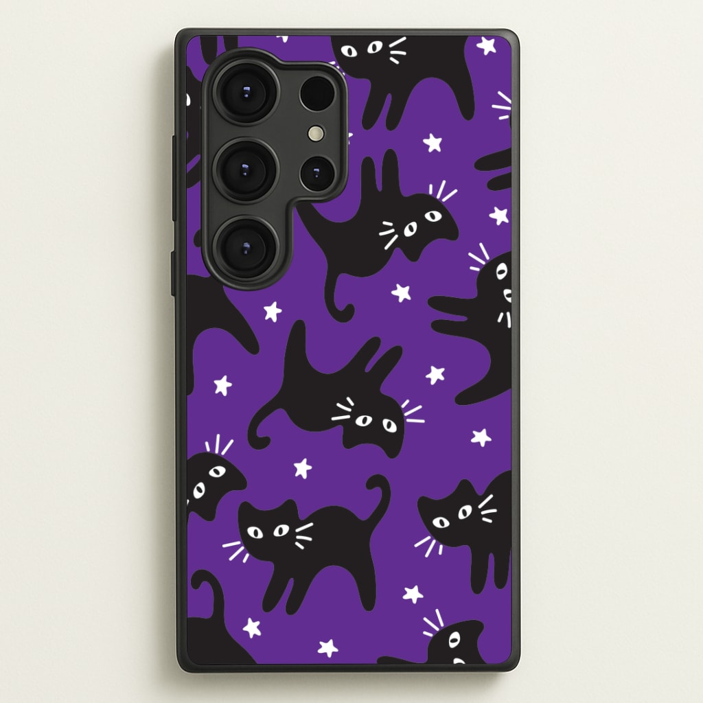 Cartoon Black Cats And Stars Pattern Galaxy S25 Ultra Case