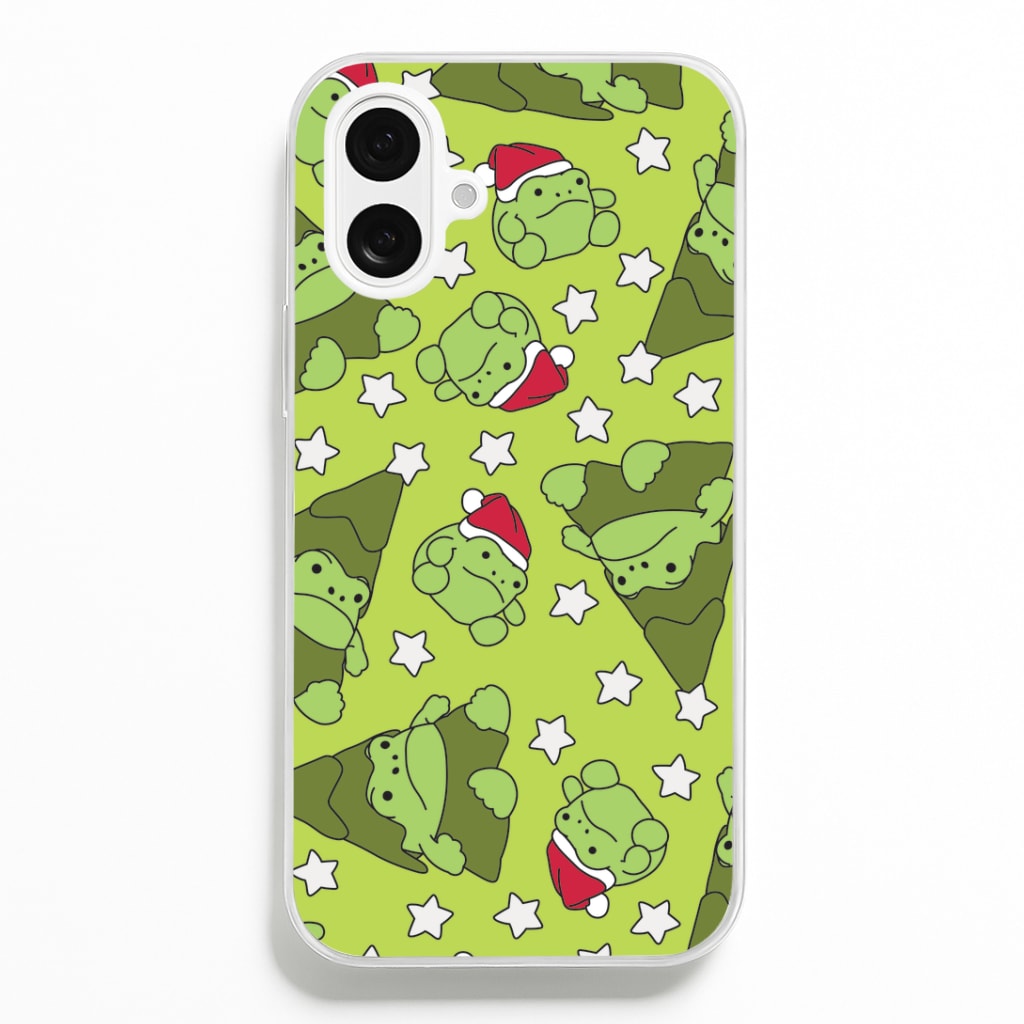 Christmas Frogs And Stars Plush Pattern iPhone 16 Plus Case