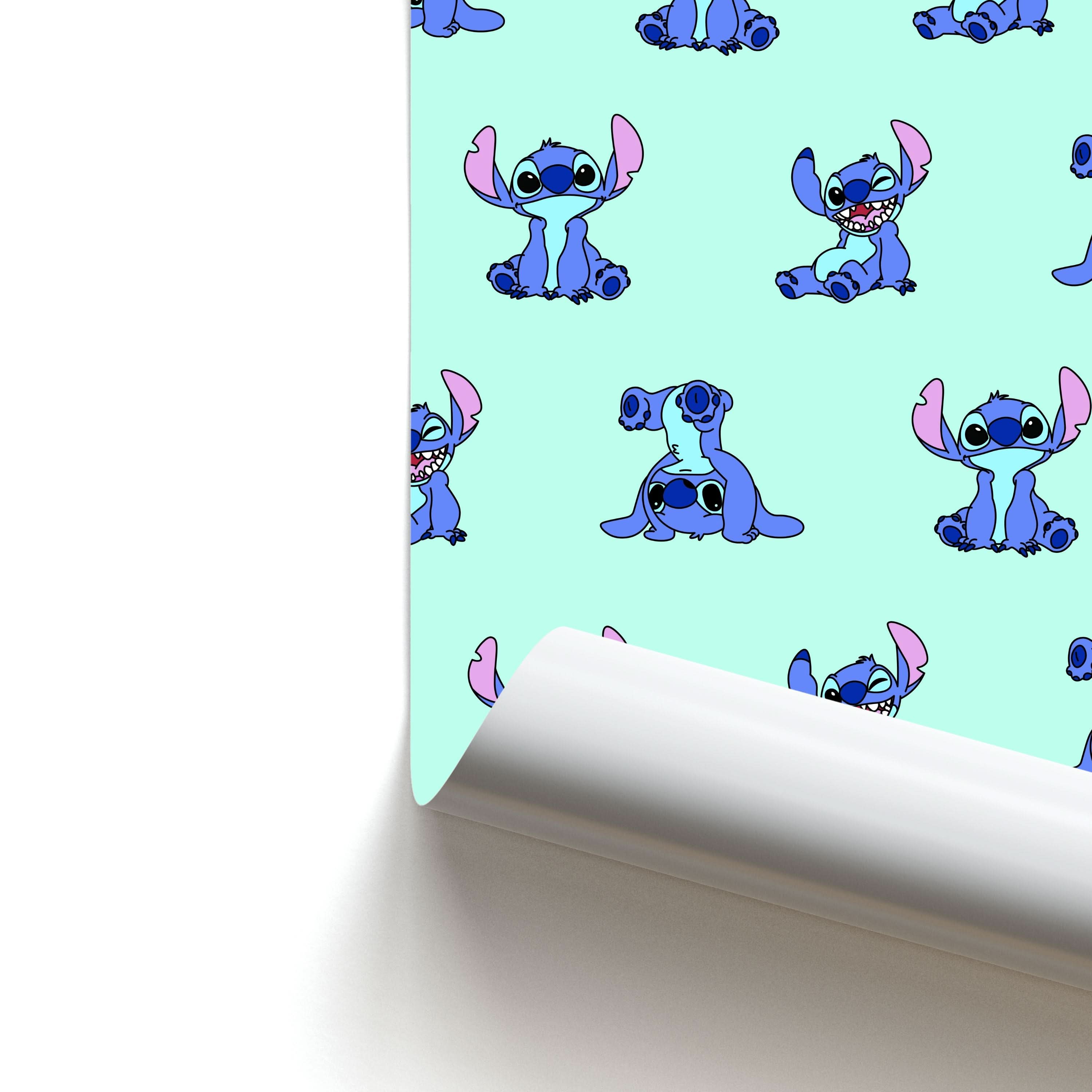 Cute Blue Alien Pose Pattern Poster