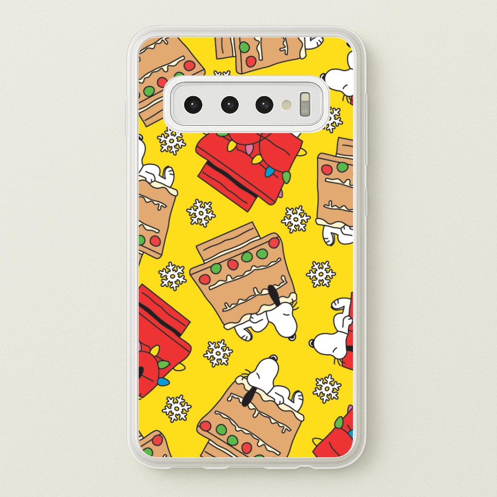 Cartoon Beagle Fairylights And Gingerbead Pattern Galaxy S10 Plus Case