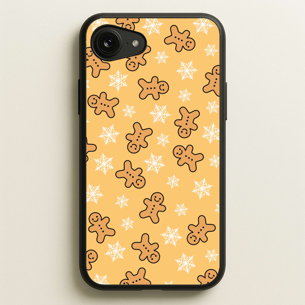 Cute Gingerbread And Snowflakes Pattern iPhone 16e Case