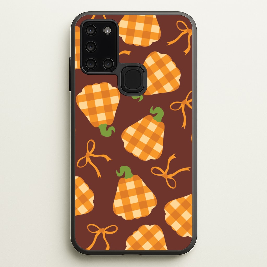 Tartan Pumpkins And Bows Pattern Galaxy A21s Case