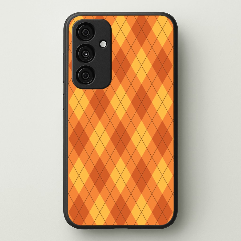 Orange Argyle Pattern Galaxy A55 Case