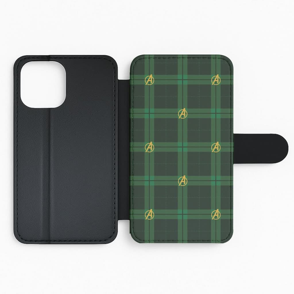 Superhero Team Green Tartan Pattern Flip Phone Case
