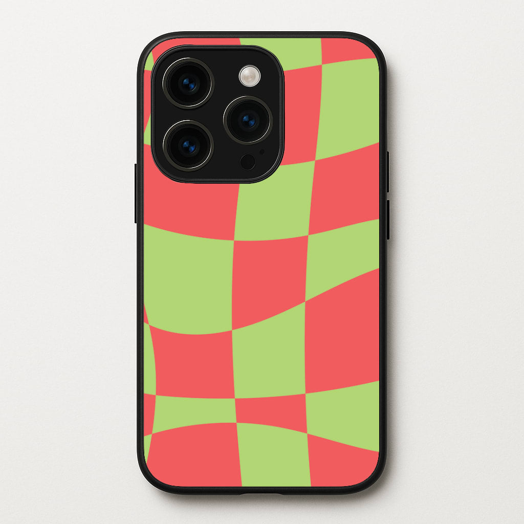 Abstract Red And Green Christmas Pattern iPhone 15 Pro Max Case