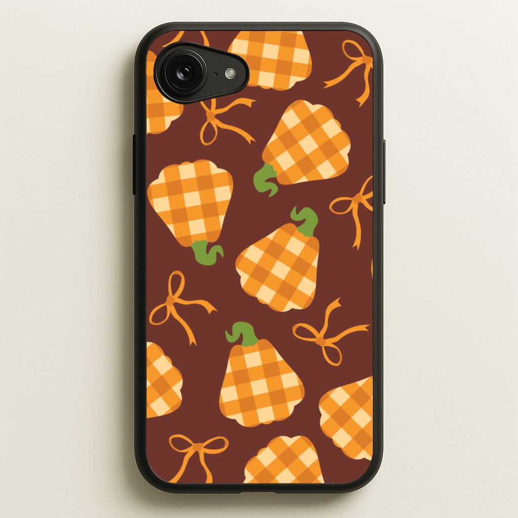 Tartan Pumpkins And Bows Pattern iPhone 16e Case