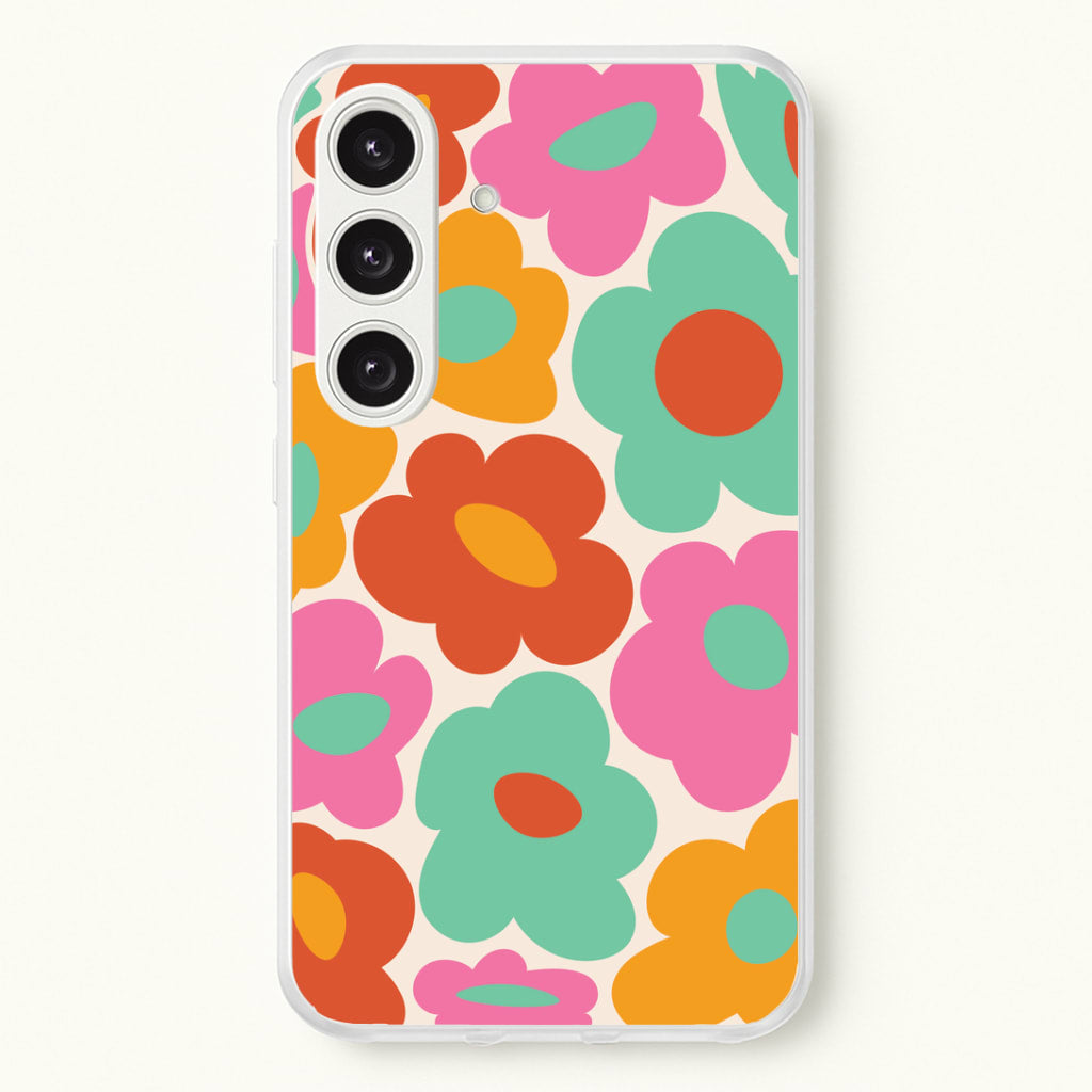 Abstract Trippy Retro Flowers Galaxy S25 Plus Case