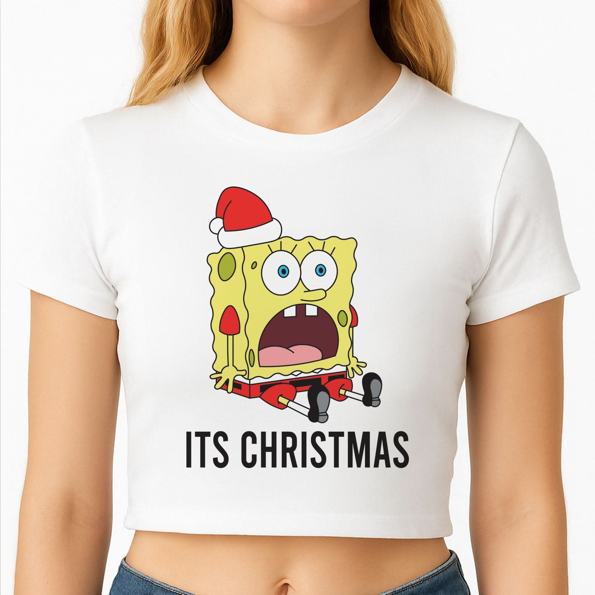 It's Christmas Cartoon Sponge Crop Top