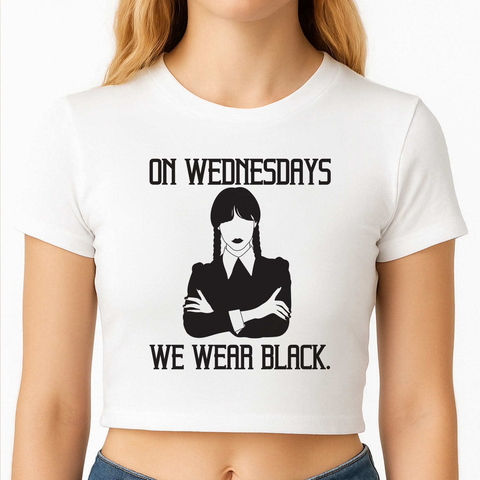 On Wednesdays We Wear Black Crop Top