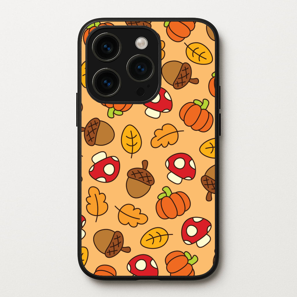Cartoon Autumn Icons Pattern iPhone 14 Pro Max Case
