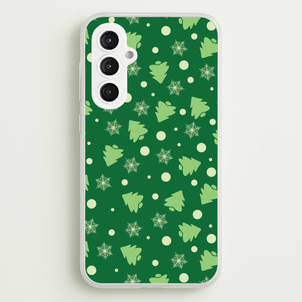 Cartoon Christmas Trees And Snowflakes Pattern Galaxy S23FE Case