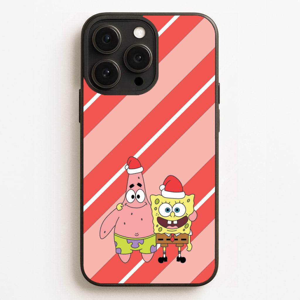 Cartoon Sponge And Starfish Christmas Hats iPhone 12 Pro Max Case