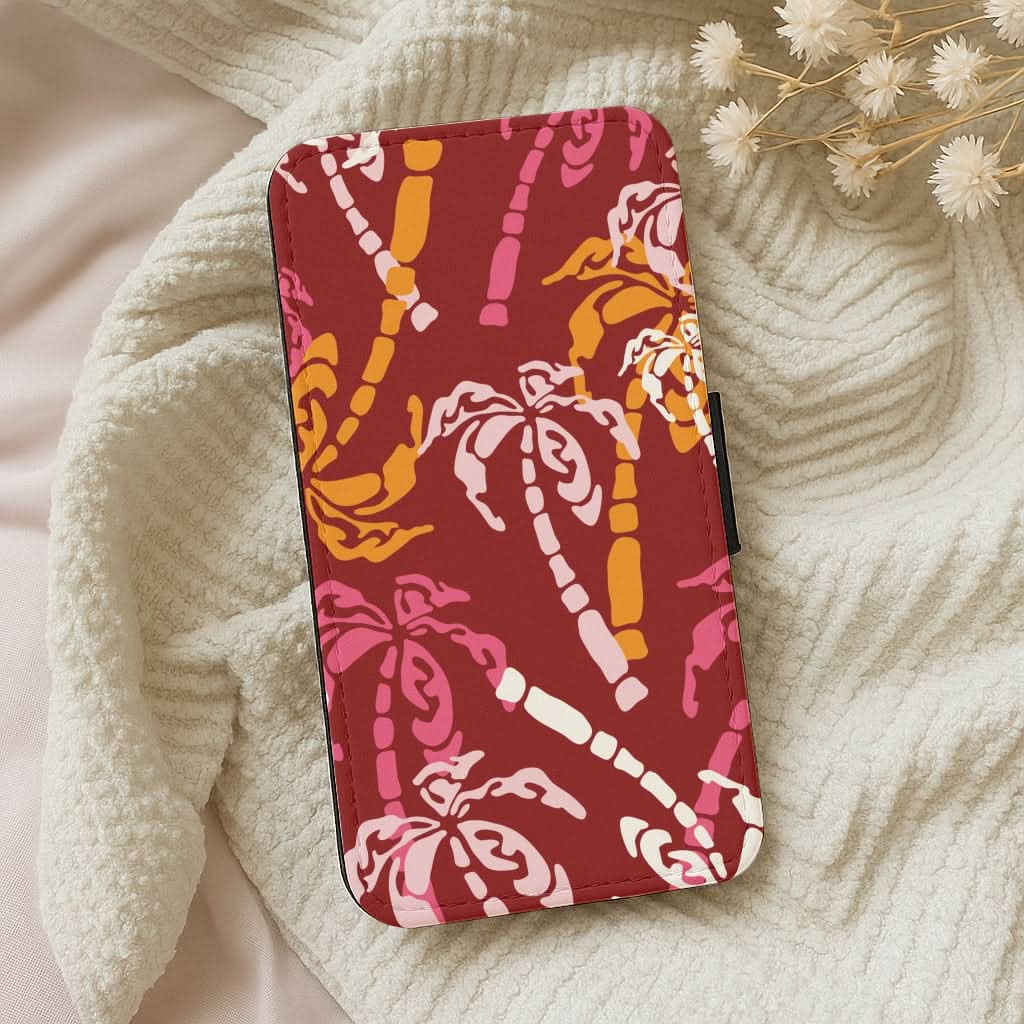 Abstract Palm Trees Pattern Leather Phone Case