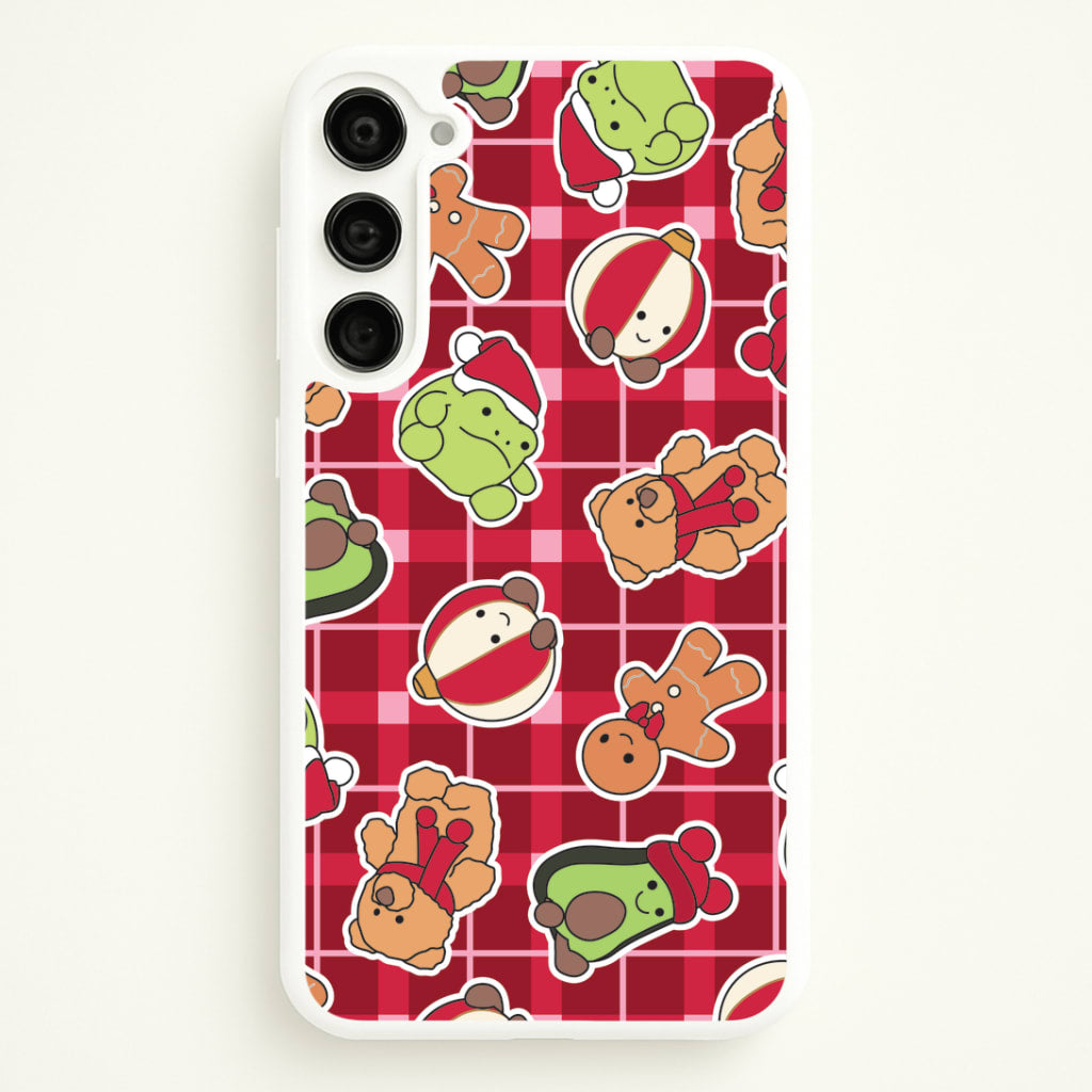 Christmas Plushies Tartan Pattern Galaxy S23 Plus Case