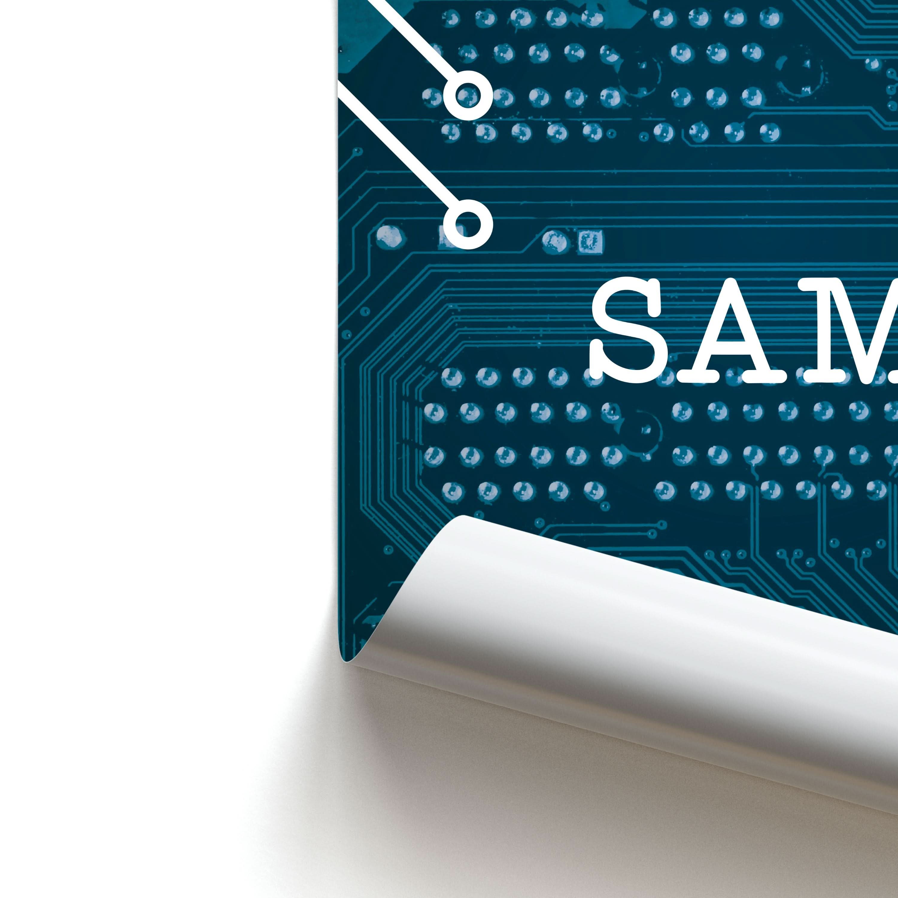 Blue Circuit Board Personalised Name Poster