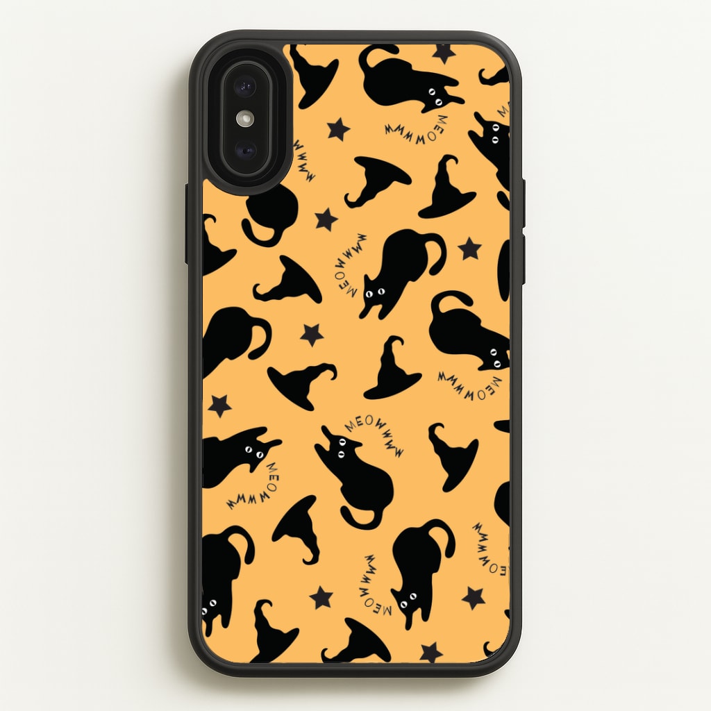 Black Cat And Hats Pattern iPhone XS Max Case