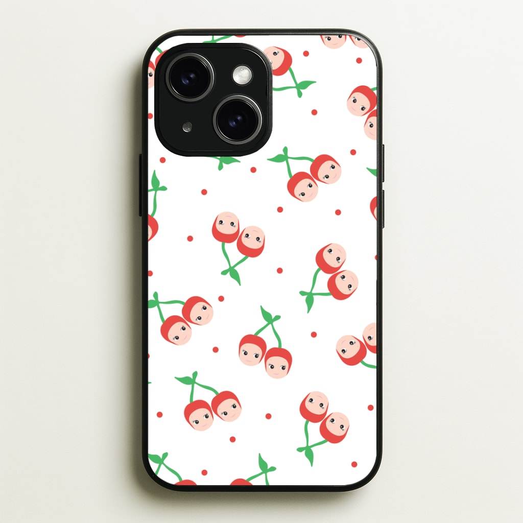 Cherry Angels Pattern iPhone 15 Plus Case