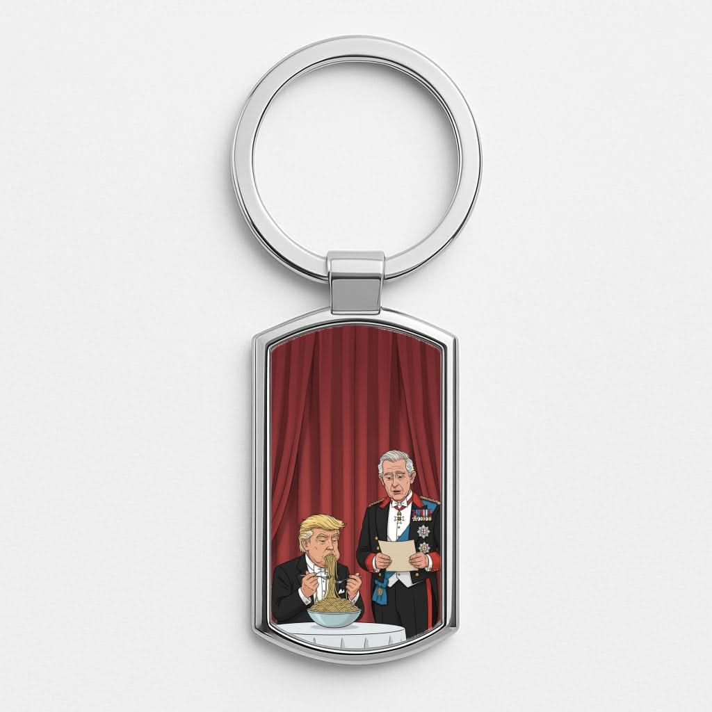 Charles & Donald's Spaghetti Silver Metal Keyring