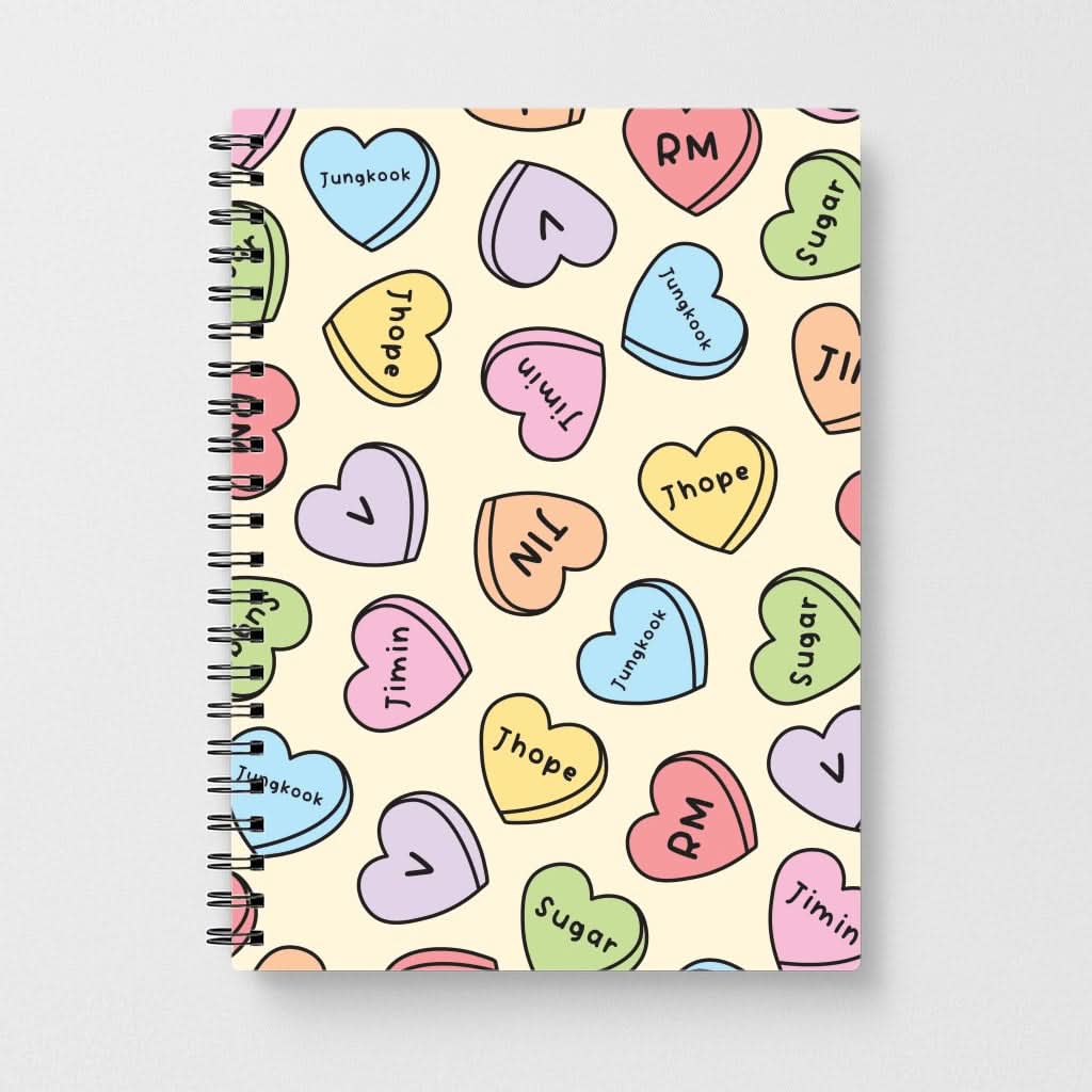 K-Pop Band Members Love Hearts Pattern Notebook