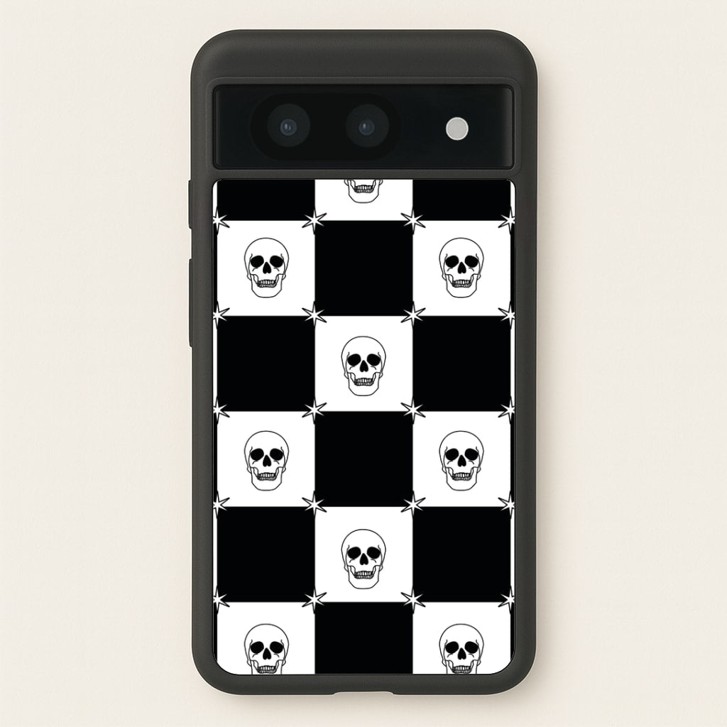 Checkered Skulls Pattern Google Pixel 8a Case