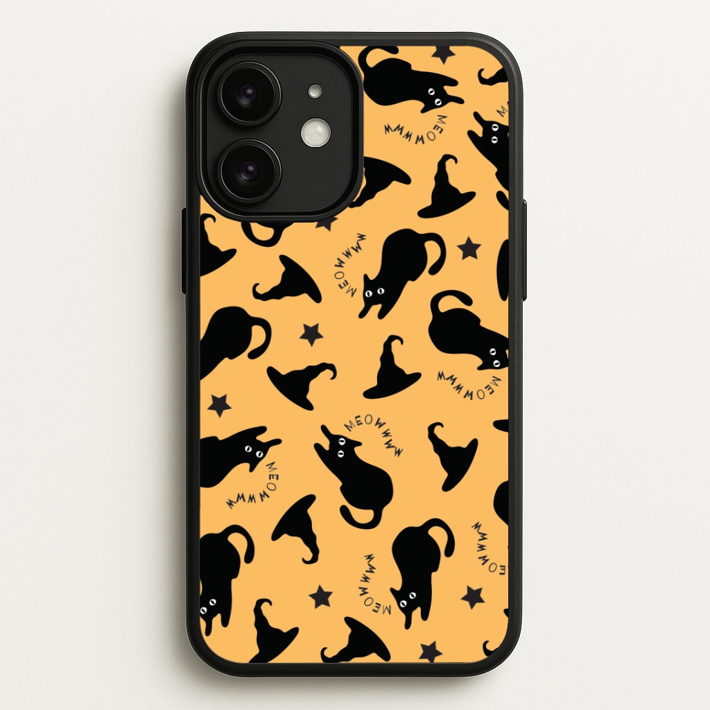 Black Cat And Hats Pattern iPhone 11 Case