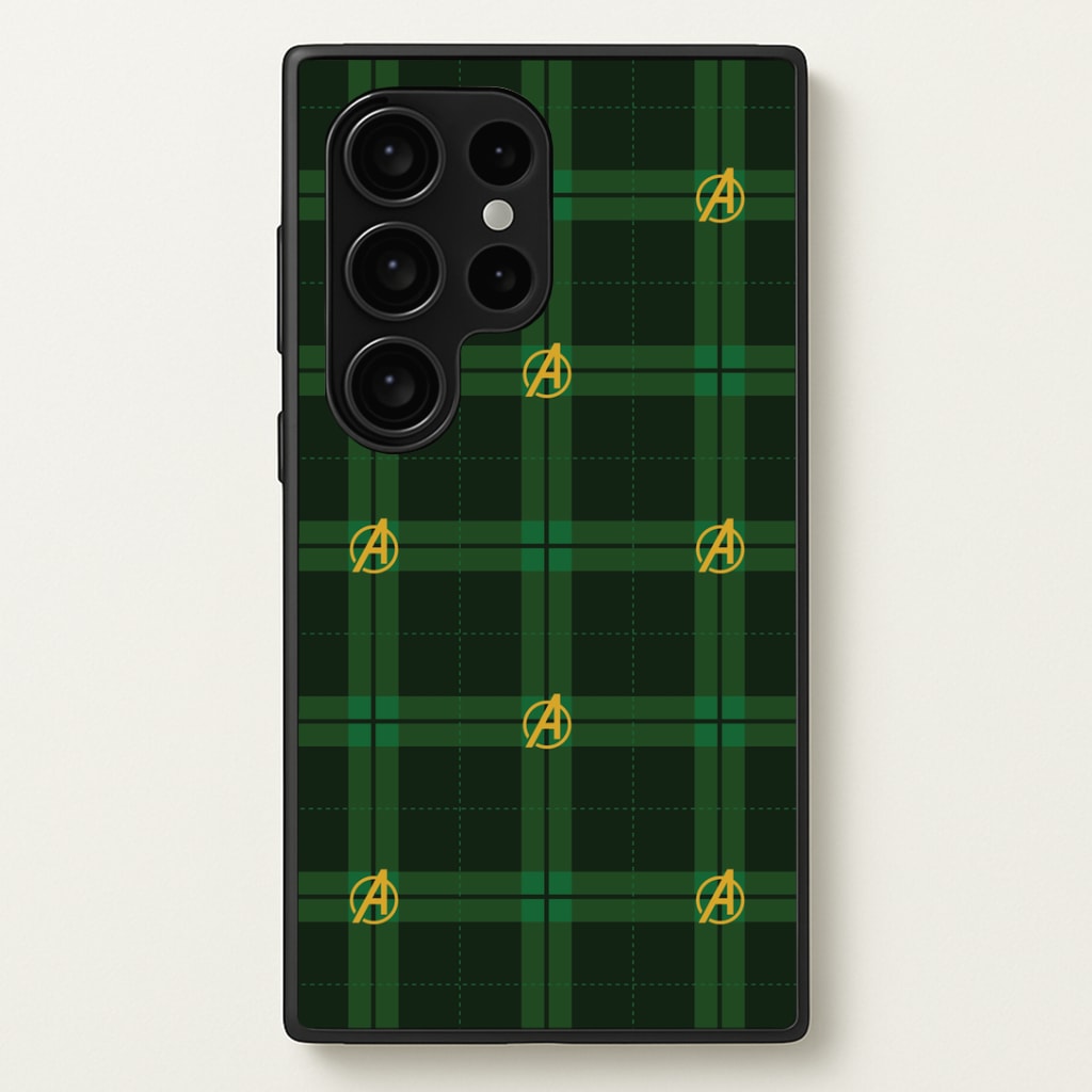 Superhero Team Green Tartan Pattern Galaxy S24 Ultra Case