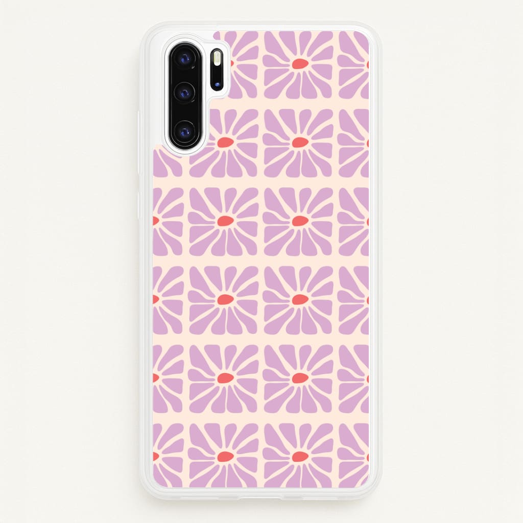 Square Abstract Flowers Mauve Huawei P30 Pro Case