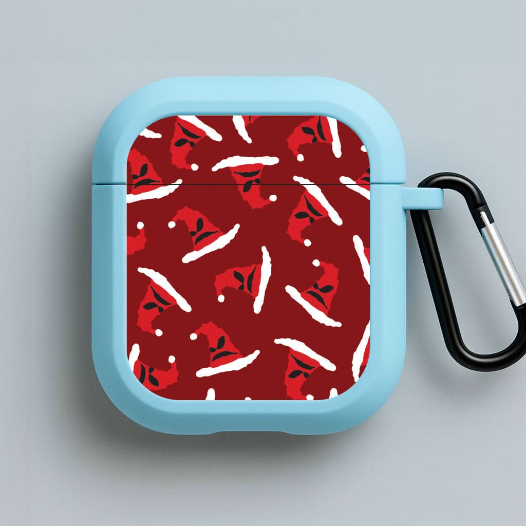 Sorting Christmas Hat Pattern Blue AirPods Case