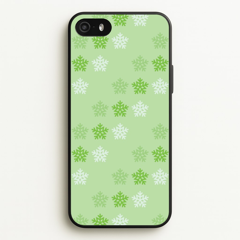 Green Slowflakes Christmas Pattern iPhone 5 / 5s / SE 2016 Case