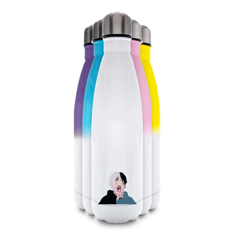 Black And White Hair - Lil Peep Water Bottle