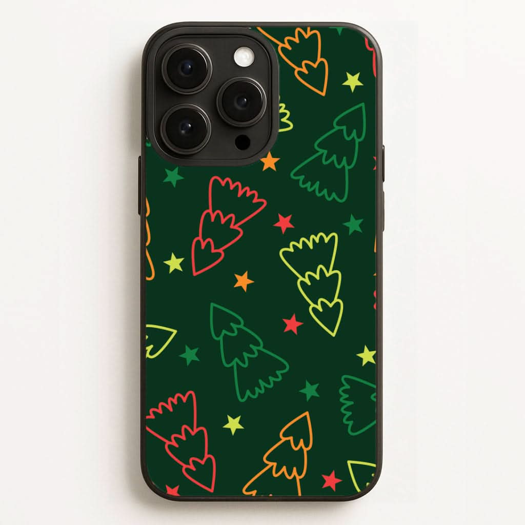 Colourful Christmas Tree Outlines Pattern Phone Case for Apple iPhone, Samsung Galaxy, Huawei and Google Pixel