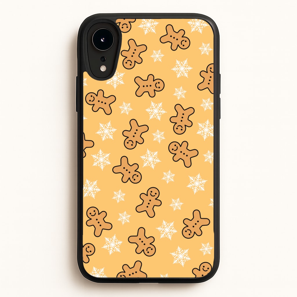Cute Gingerbread And Snowflakes Pattern iPhone XR Case