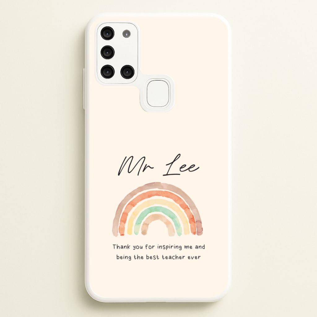 Biege Personalised Teacher Rainbow Galaxy A21s Case
