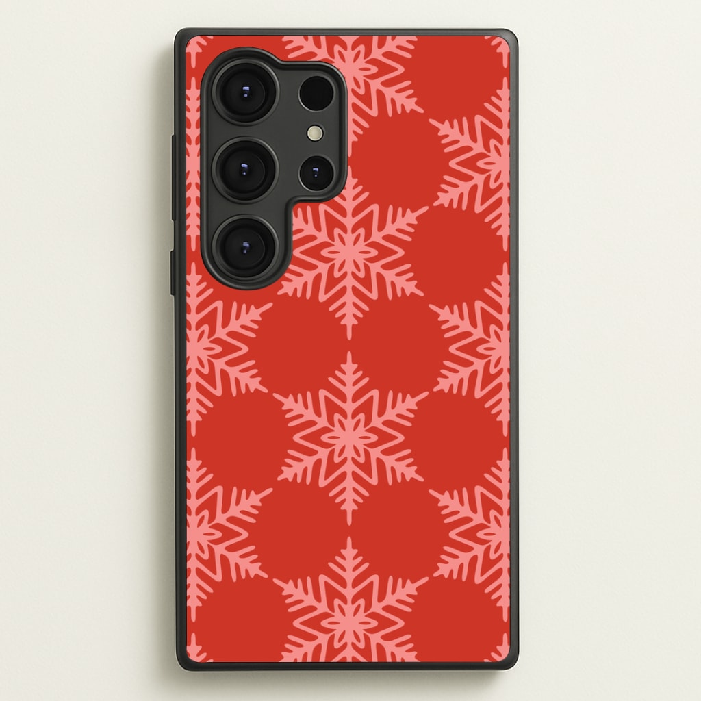 Red Giant Snowflakes Christmas Pattern Galaxy S25 Ultra Case
