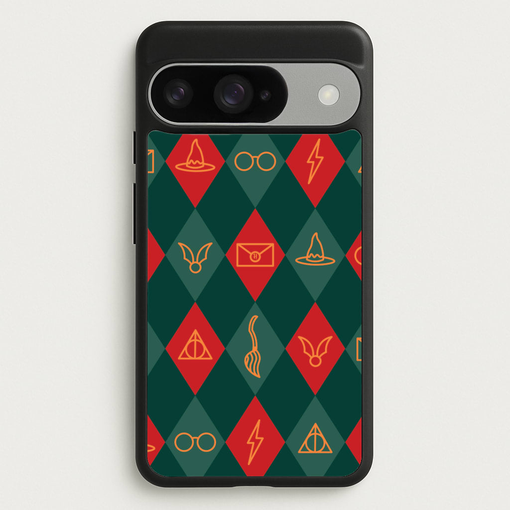 Christmas Wizard Icons Argyle Pattern Google Pixel 10 / 10 Pro Case