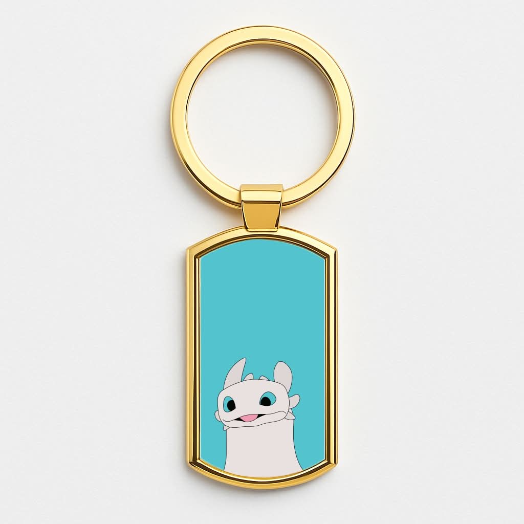 White Fury Dragon Gold Keyring