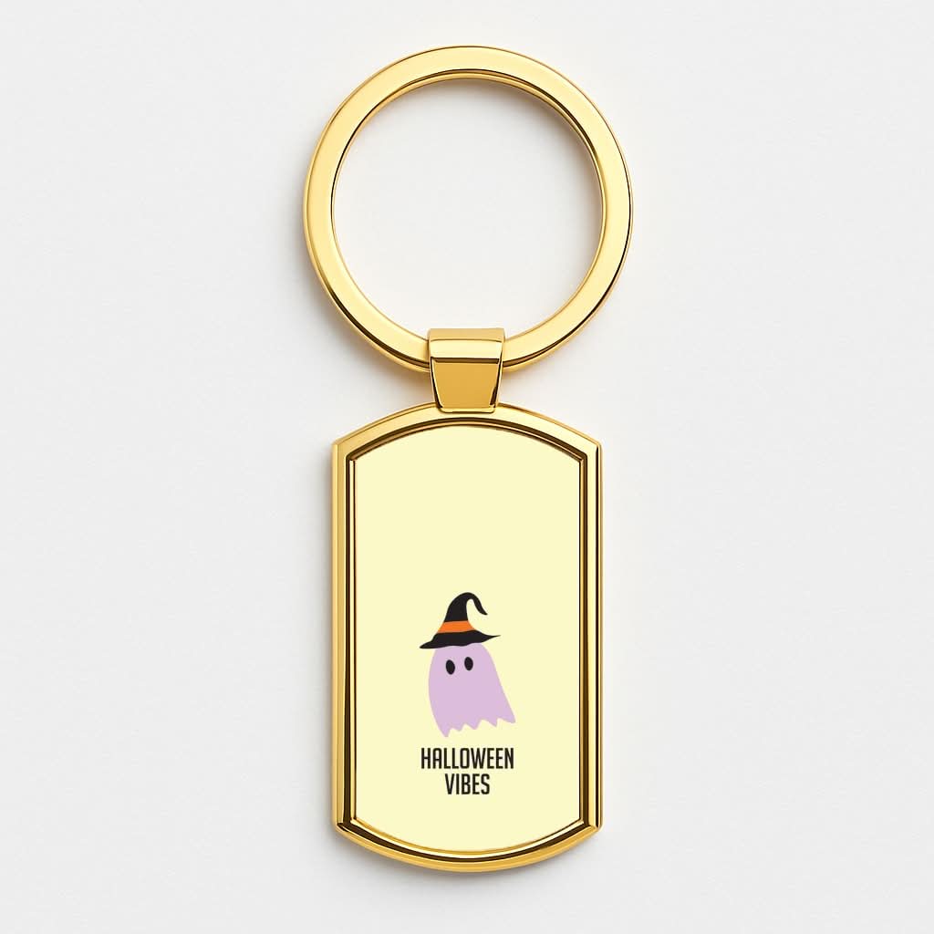 Purple Ghost Halloween Vibes Gold Keyring