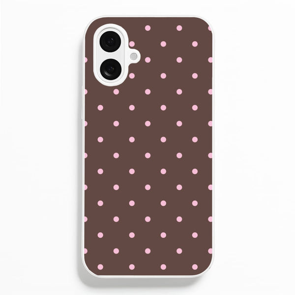 Chocolate & Strawberry Polka Dots iPhone 16 Case